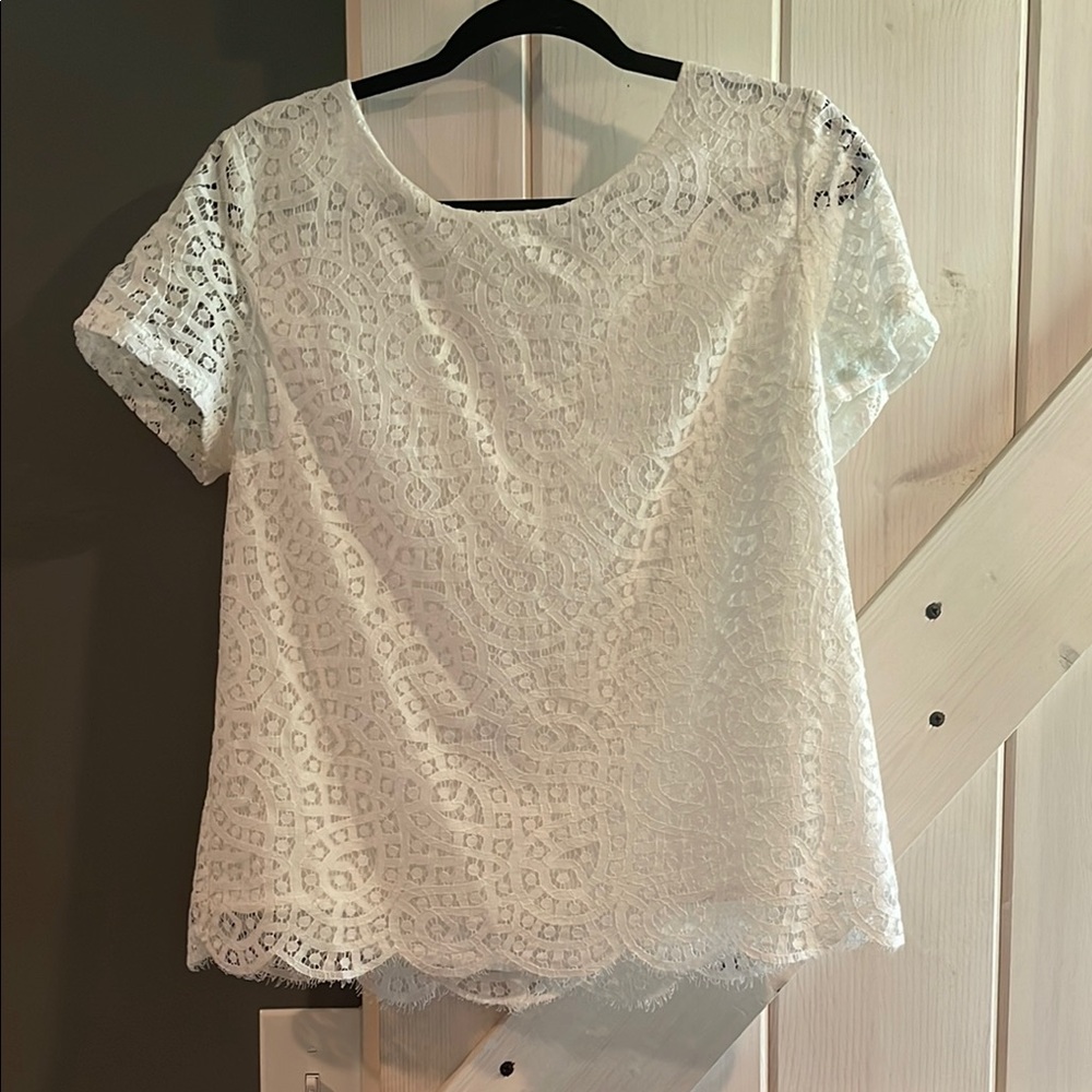 J. Crew White Lace Blouse